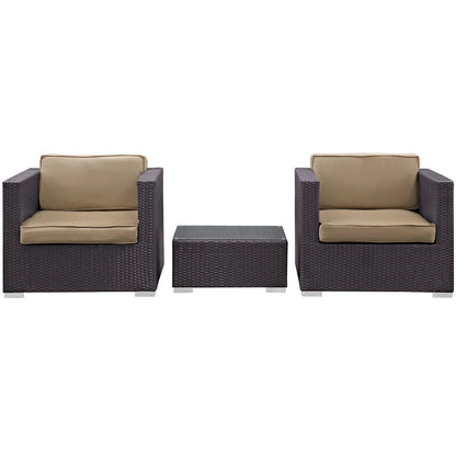 Burrow 3 Piece Outdoor Patio Sofa Set - Espresso Mocha