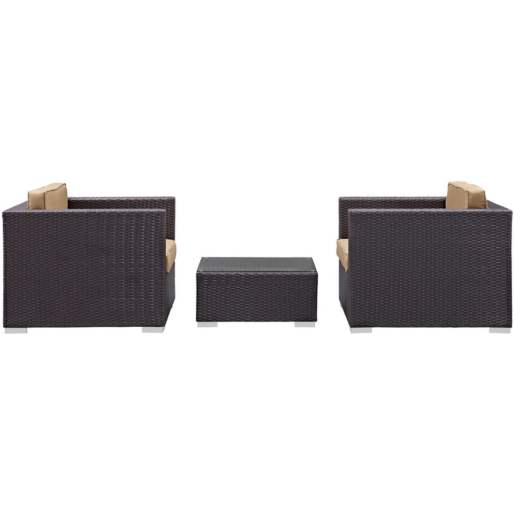 Burrow 3 Piece Outdoor Patio Sofa Set - Espresso Mocha