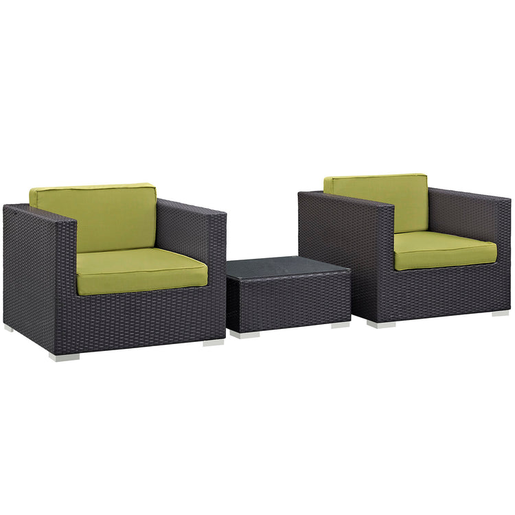 Burrow 3 Piece Outdoor Patio Sofa Set - Espresso Peridot