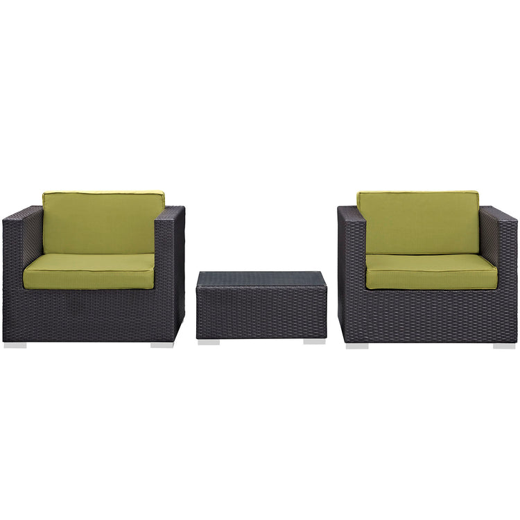 Burrow 3 Piece Outdoor Patio Sofa Set - Espresso Peridot