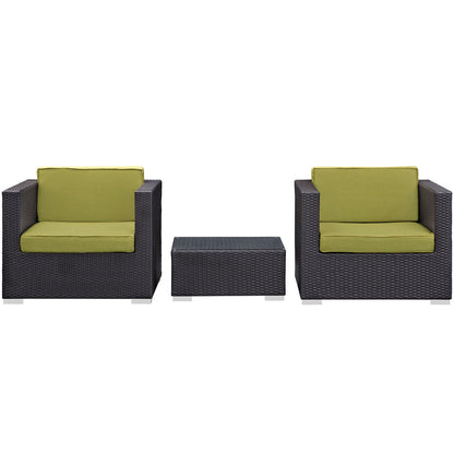 Burrow 3 Piece Outdoor Patio Sofa Set - Espresso Peridot