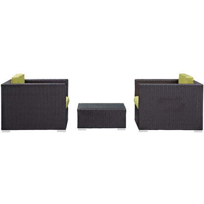 Burrow 3 Piece Outdoor Patio Sofa Set - Espresso Peridot