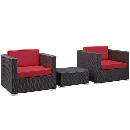 Burrow 3 Piece Outdoor Patio Sofa Set - Espresso Red