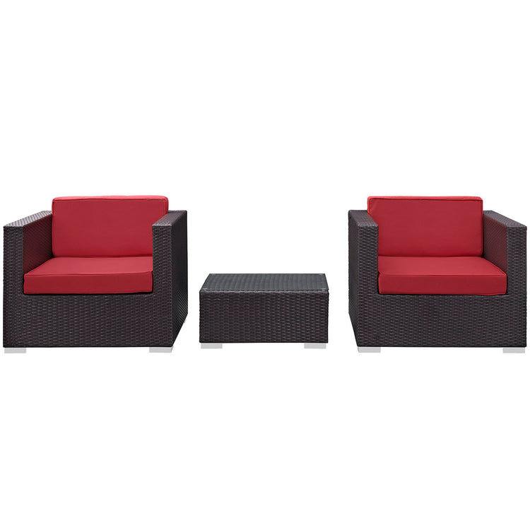 Burrow 3 Piece Outdoor Patio Sofa Set - Espresso Red