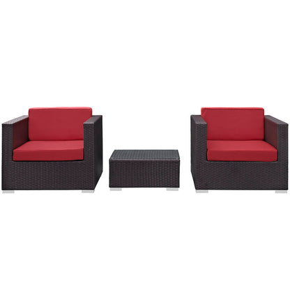 Burrow 3 Piece Outdoor Patio Sofa Set - Espresso Red