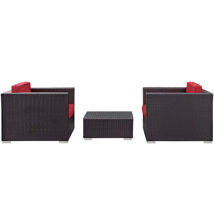 Burrow 3 Piece Outdoor Patio Sofa Set - Espresso Red