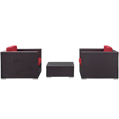 Burrow 3 Piece Outdoor Patio Sofa Set - Espresso Red