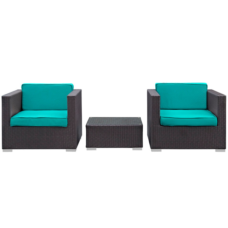 Burrow 3 Piece Outdoor Patio Sofa Set - Espresso Turquoise