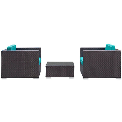 Burrow 3 Piece Outdoor Patio Sofa Set - Espresso Turquoise