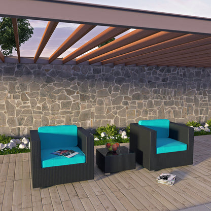 Burrow 3 Piece Outdoor Patio Sofa Set - Espresso Turquoise