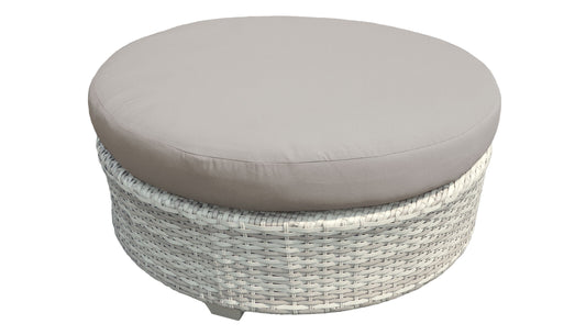 TK Classics Fairmont Outdoor Wicker Round Ottoman
