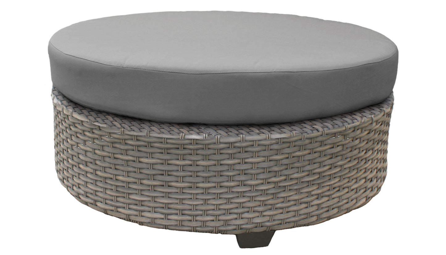 TK Classics Florence Outdoor Wicker Round Ottoman