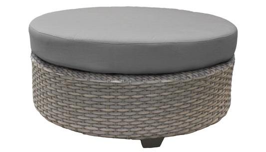 TK Classics Florence Outdoor Wicker Round Ottoman