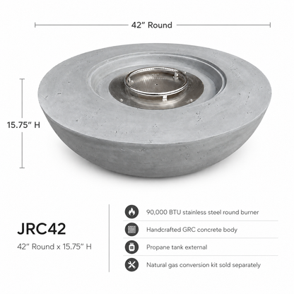 JRC42 Round Gray 90k BTU JRC Concrete Fire Pit | Jr's Patio San Diego
