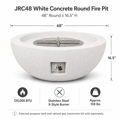 JRC48 White JRC Concrete Fire Pit | Jr's Patio San Diego