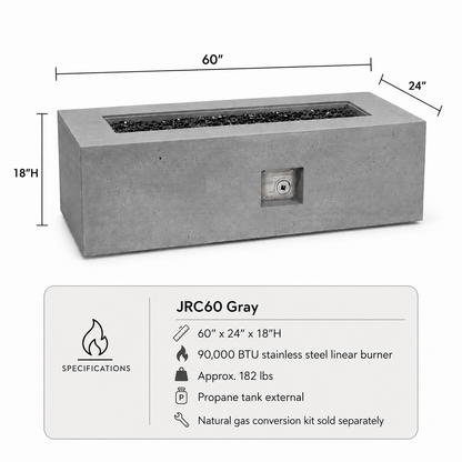 JRC60 Gray 90k BTU JRC Concrete Fire Pit | Jr's Patio San Diego