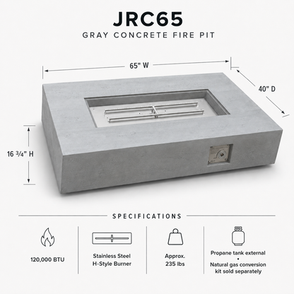 JRC65 Gray 120k BTU JRC Concrete Fire Pit | Jr's Patio San Diego