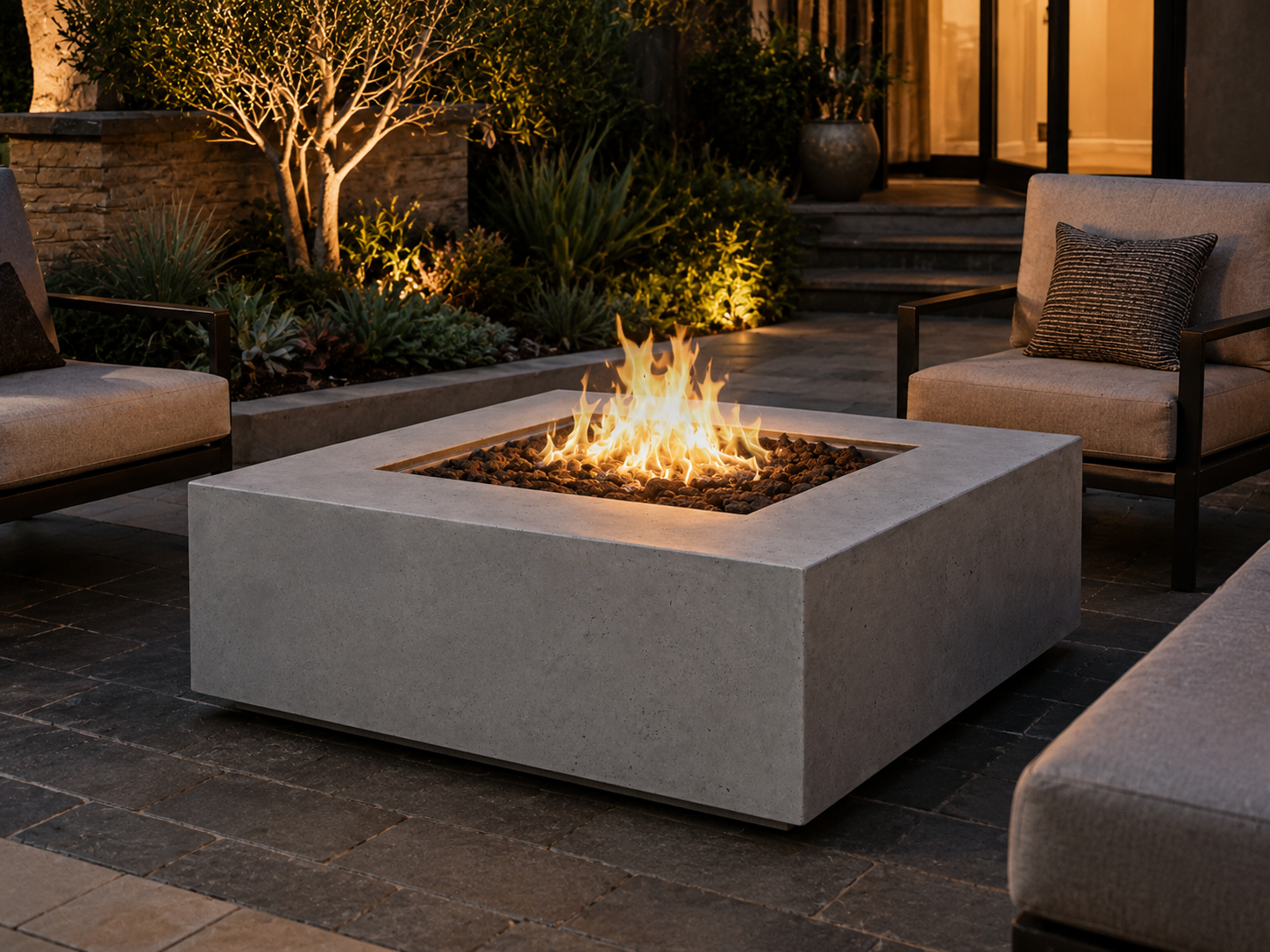JRC42sq Square Gray JRC Concrete Fire Pit | Jr's Patio San Diego