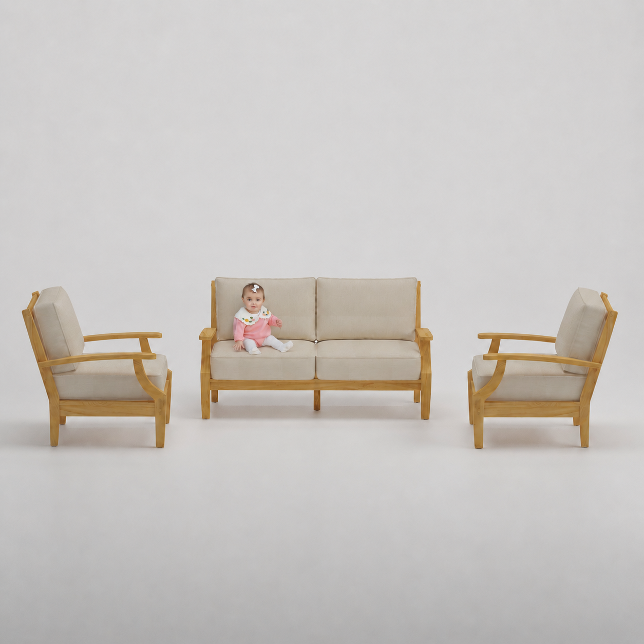 Mila Teak Outdoor Lounge Set – 3 Piece