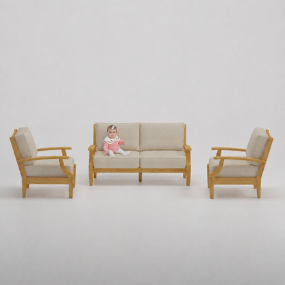 Mila Teak Outdoor Lounge Set – 3 Piece
