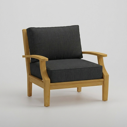 Mila Teak Club Chair Canvas Black Sunbrella - Jrs Patio San Diego
