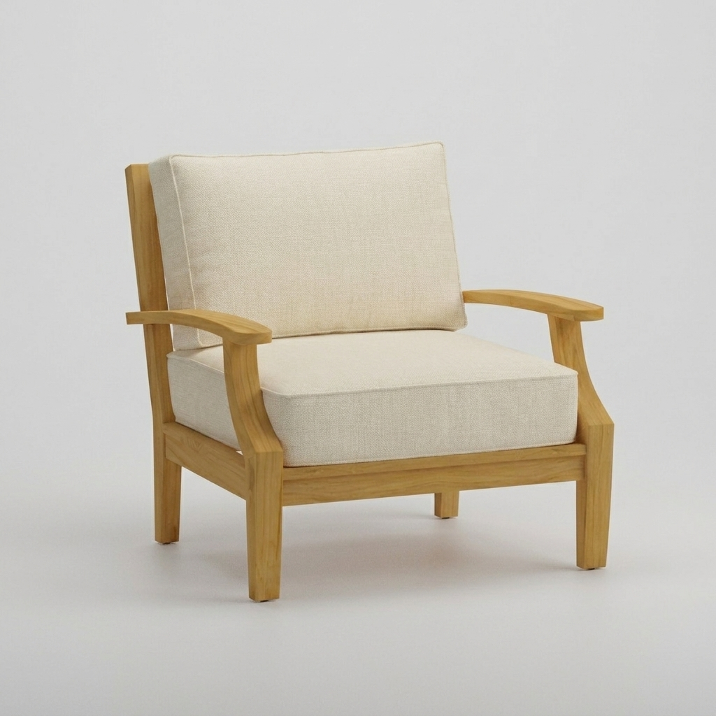 Mila Teak Club Chair Canvas Sunbrella - Jrs Patio San Diego