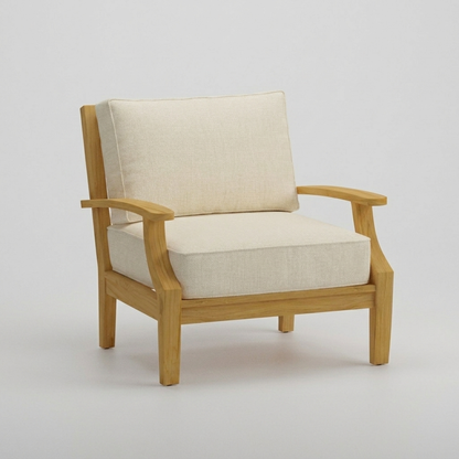 Mila Teak Club Chair Canvas Sunbrella - Jrs Patio San Diego