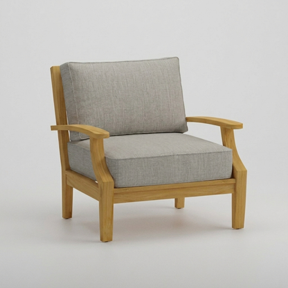 Mila Teak Club Chair Canvas Granite Sunbrella - Jrs Patio San Diego