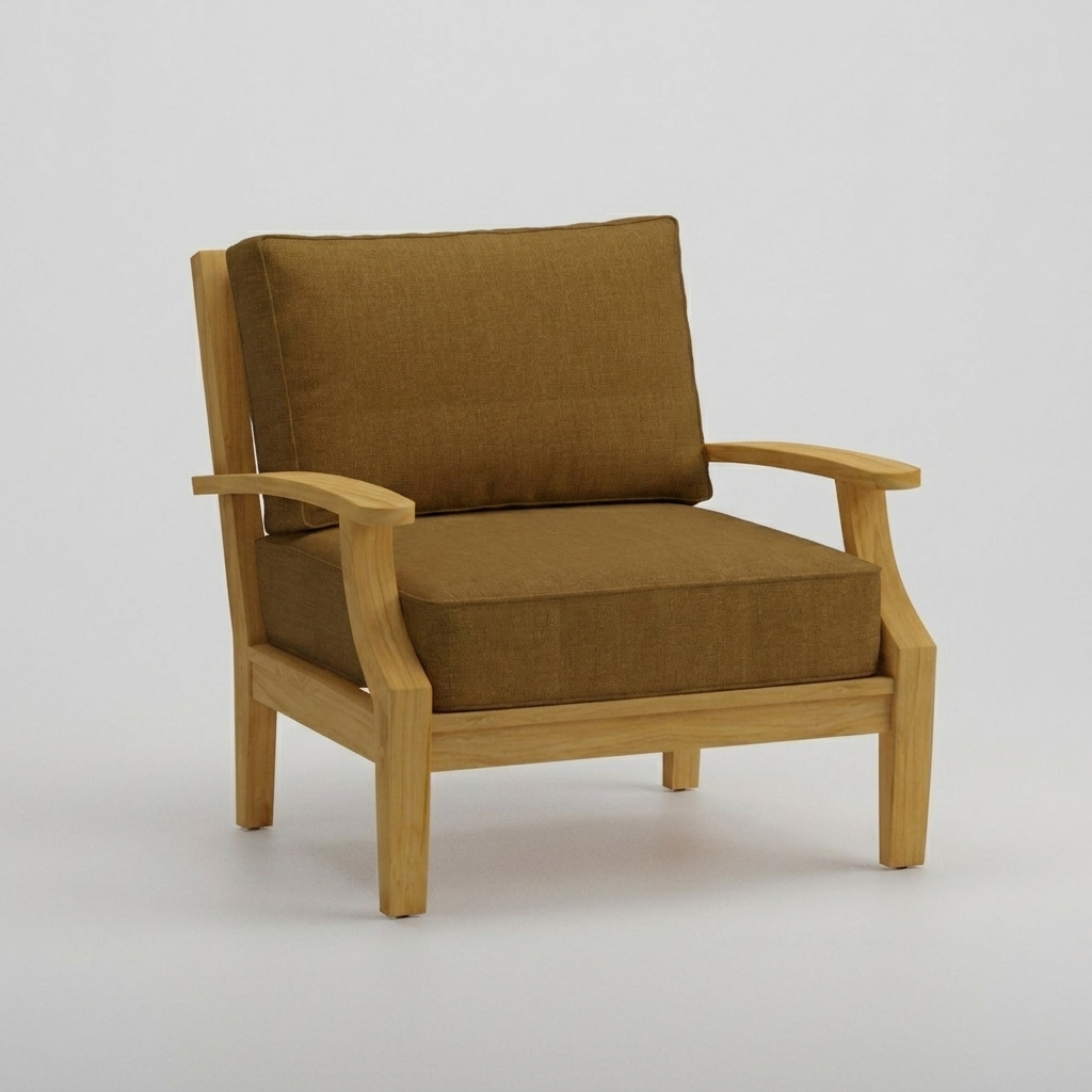 Mila Teak Club Chair Canvas Teak Sunbrella - Jrs Patio San Diego