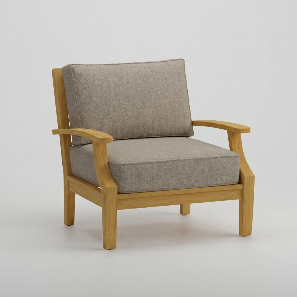 Mila Teak Club Chair Cast Shale Sunbrella - Jrs Patio San Diego