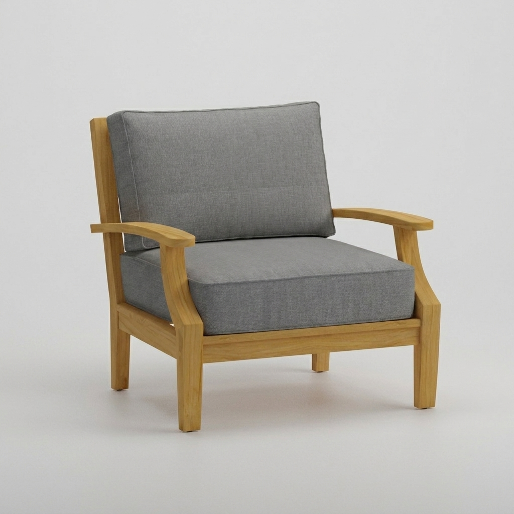 Mila Teak Club Chair Cast Slate Sunbrella - Jrs Patio San Diego