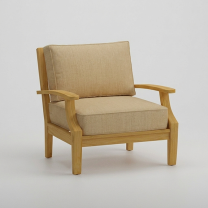 Mila Teak Club Chair Spectrum Sand Sunbrella - Jrs Patio San Diego