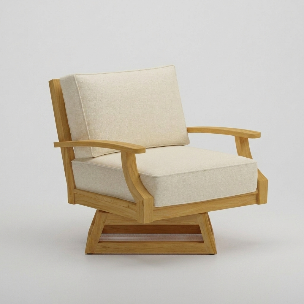 Mila Teak Swivel Club Chair Canvas Sunbrella - Jrs Patio San Diego