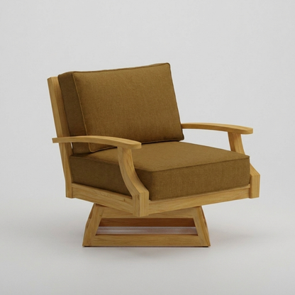 Mila Teak Swivel Club Chair Canvas Teak Sunbrella - Jrs Patio San Diego