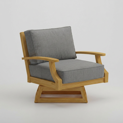 Mila Teak Swivel Club Chair Cast Slate Sunbrella - Jrs Patio San Diego