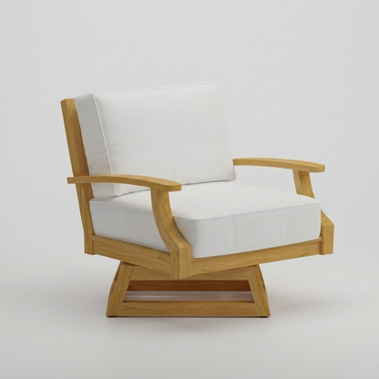 Mila Teak Swivel Club Chair Olefin White - Jrs Patio San Diego