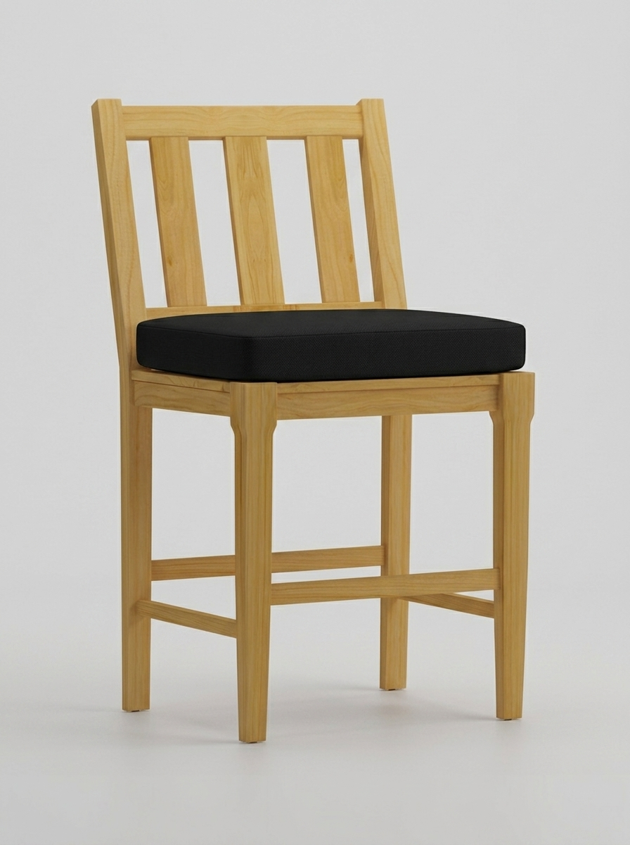 Mila Teak Bar Stool - Canvas Black - Jrs Patio San Diego