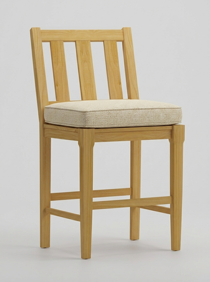 Mila Teak Bar Stool - Canvas Canvas - Jrs Patio San Diego
