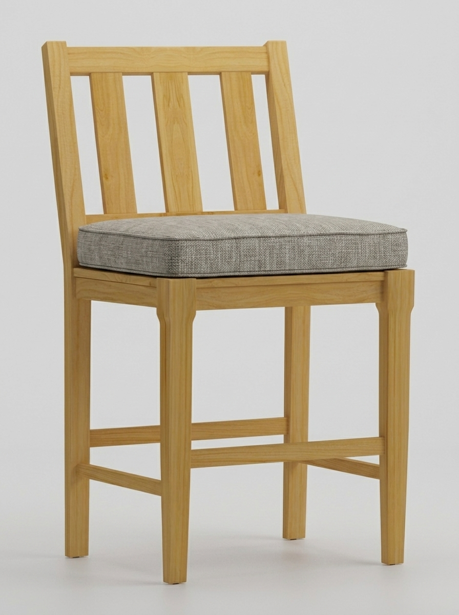 Mila Teak Bar Stool - Canvas Granite - Jrs Patio San Diego
