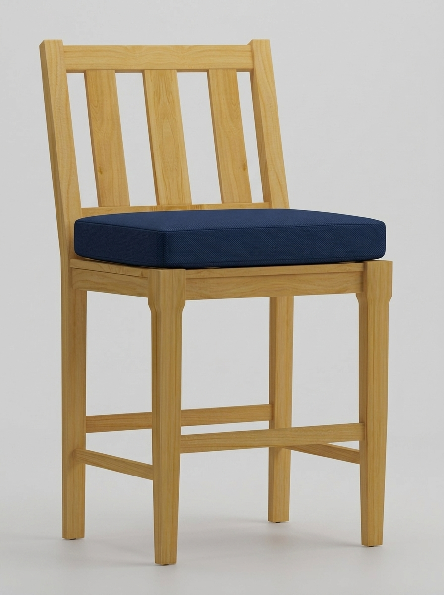 Mila Teak Bar Stool - Canvas Navy - Jrs Patio San Diego