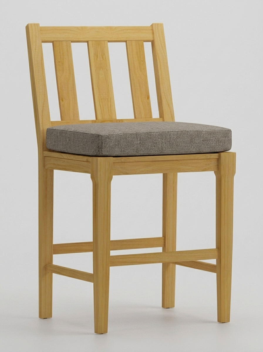 Mila Teak Bar Stool - Cast Shale - Jrs Patio San Diego