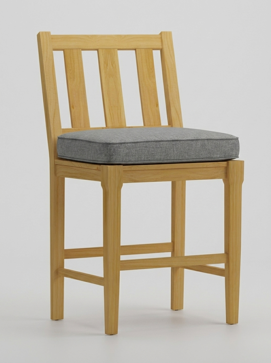 Mila Teak Bar Stool - Cast Slate - Jrs Patio San Diego