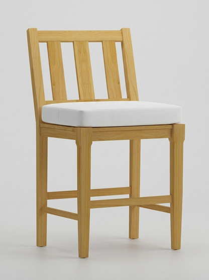Mila Teak Bar Stool - Olefin White - Jrs Patio San Diego