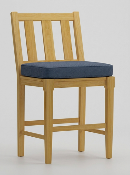 Mila Teak Bar Stool - Spectrum Indigo - Jrs Patio San Diego