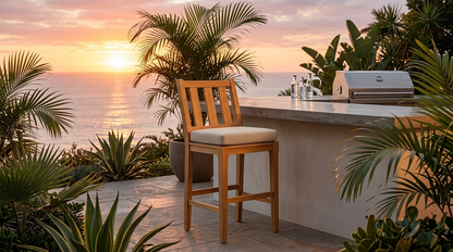 Mila Teak Bar Stool Lifestyle - Jrs Patio San Diego