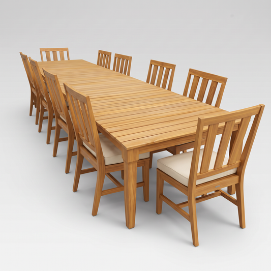 Mila Teak Dining Set 12 Piece