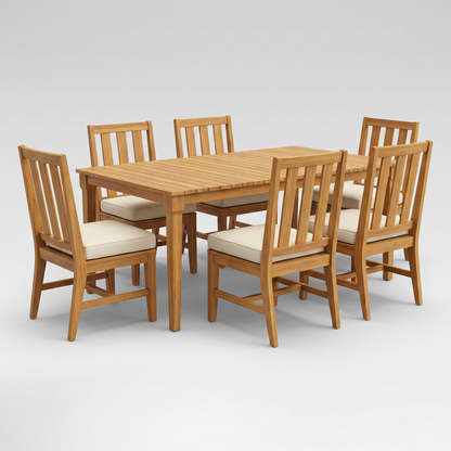 Mila Teak Dining Set 7 Piece