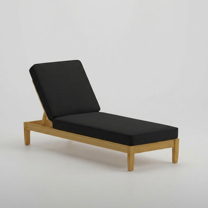 Mila Teak Lounger Canvas Black - Jrs Patio San Diego