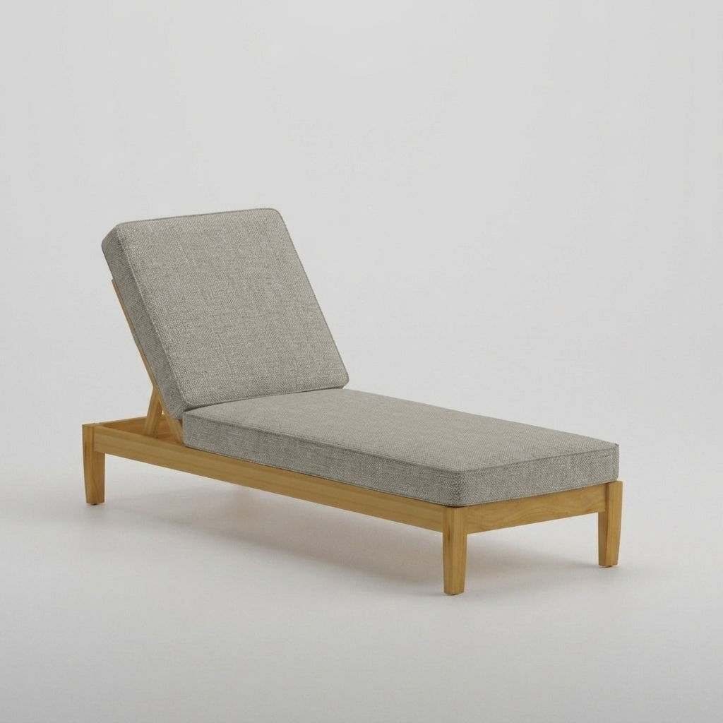 Mila Teak Lounger Canvas Granite - Jrs Patio San Diego