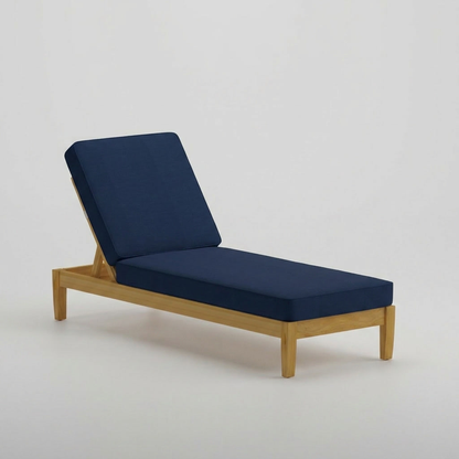 Mila Teak Lounger Canvas Navy - Jrs Patio San Diego